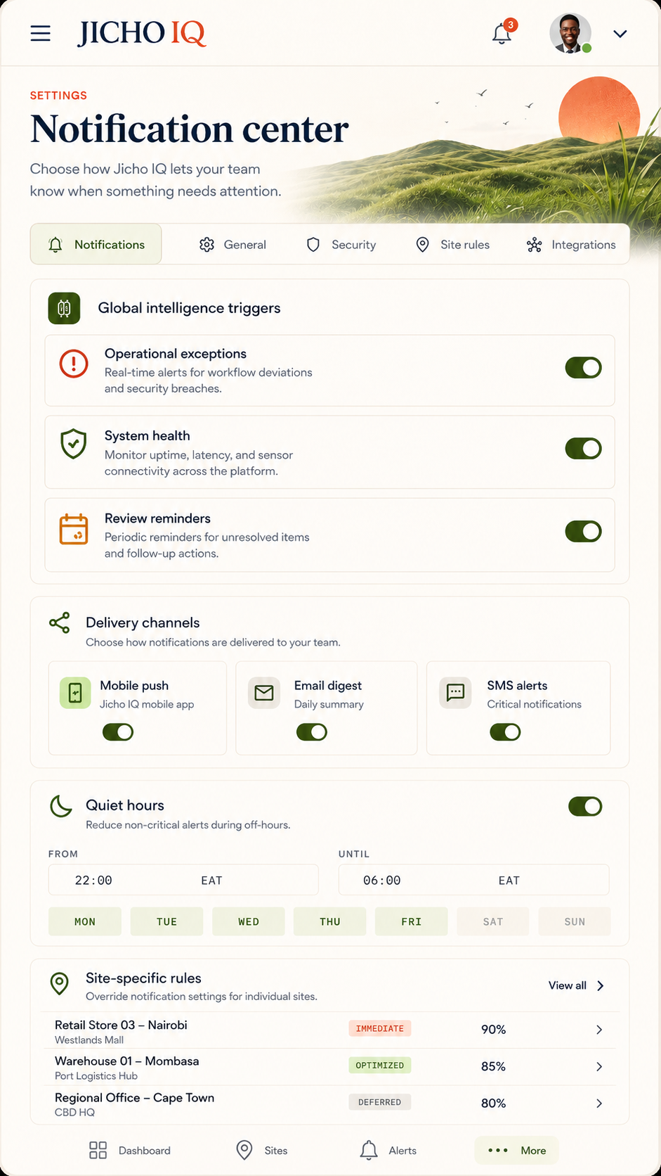 Jicho IQ mobile — Notifications